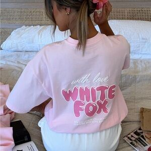 White Fox With Love Always Oversized Tee - Baby Pink S/M